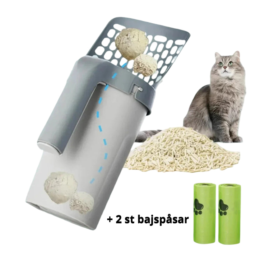 Smart kattspade med integrerad påsebehållare – enkel, hygienisk och kladdfri rengöring