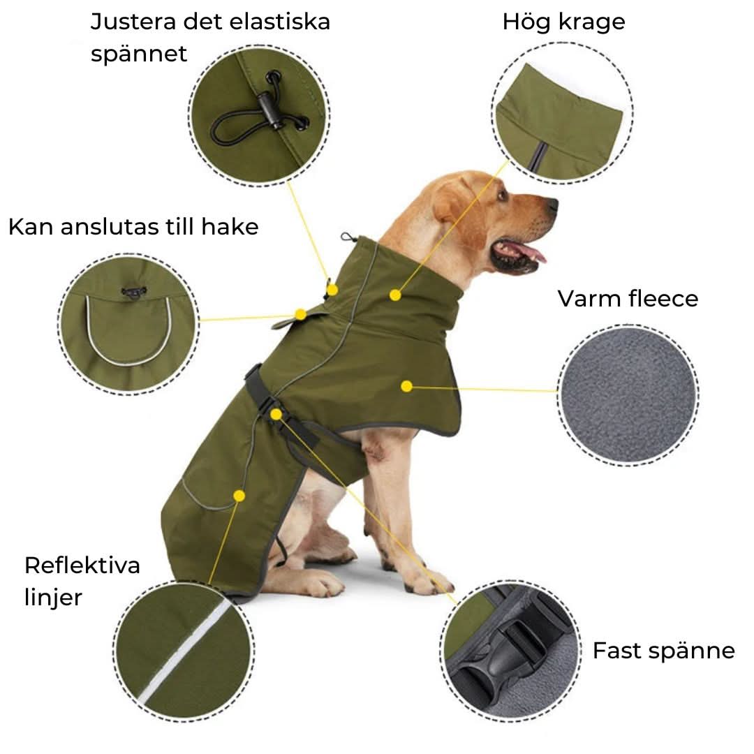 Vattentätt Hundtäcke med Fleece – Reflekterande & Vindskyddande Design