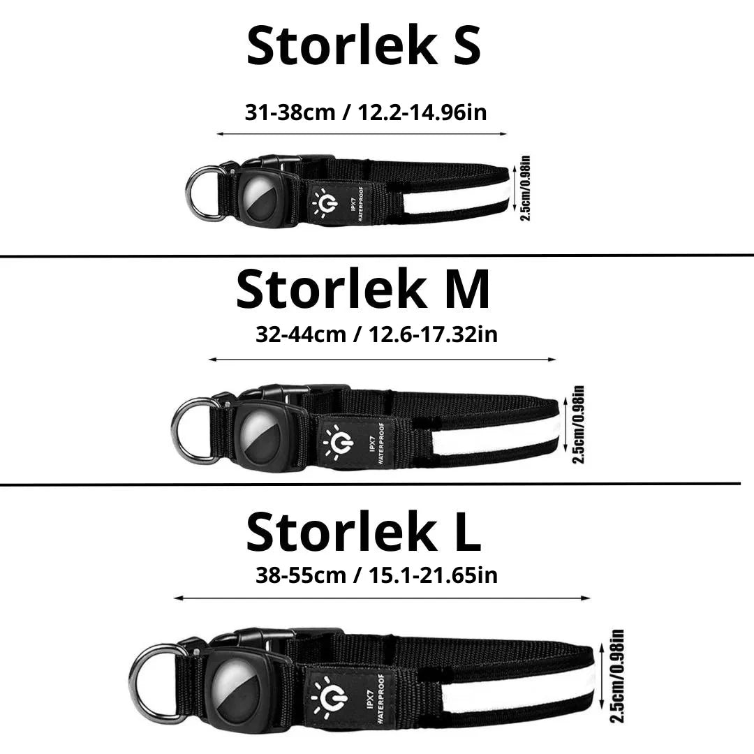 Lysande AirTag-halsband för Hund – Säkerhet och Synlighet i Mörker