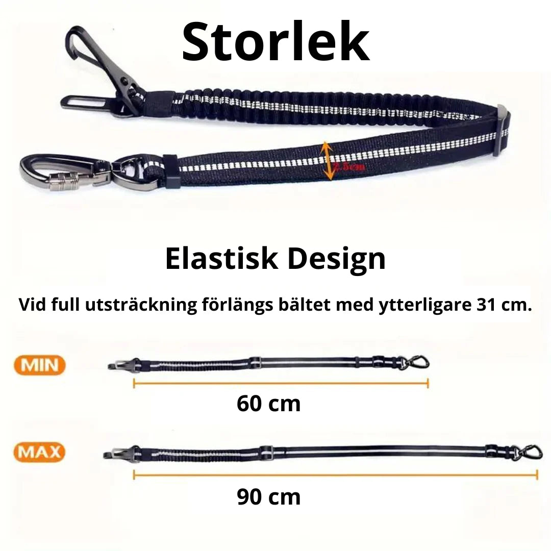 Kraftigt bilbälte för husdjur 60-90cm x B 2.5cm