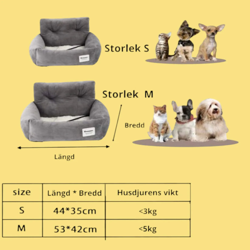 Bilsäte för hund & katt med Säkerhetsrem