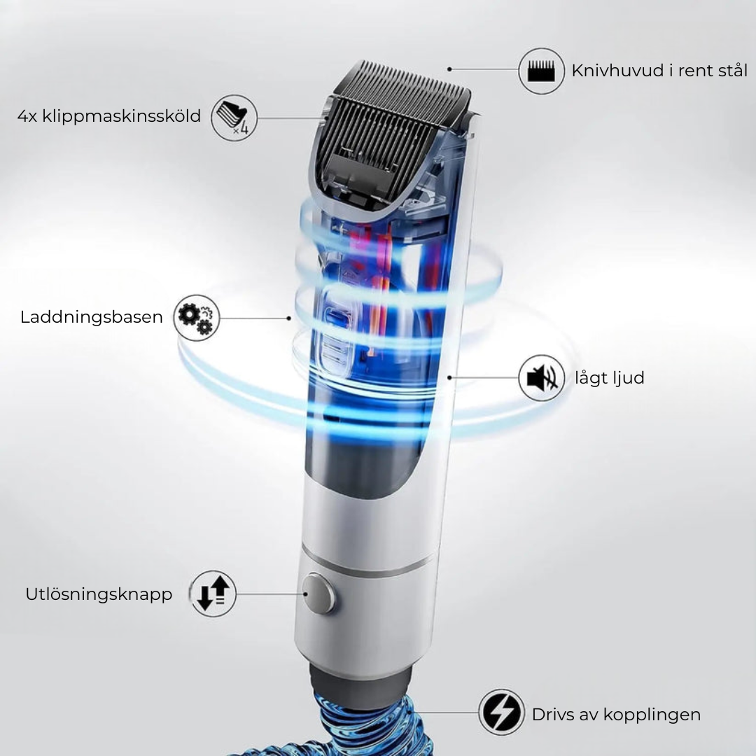 Grooming Trimmer med Dammsugare för Hund & Katt – Effektiv Pälsvård & Renstädning