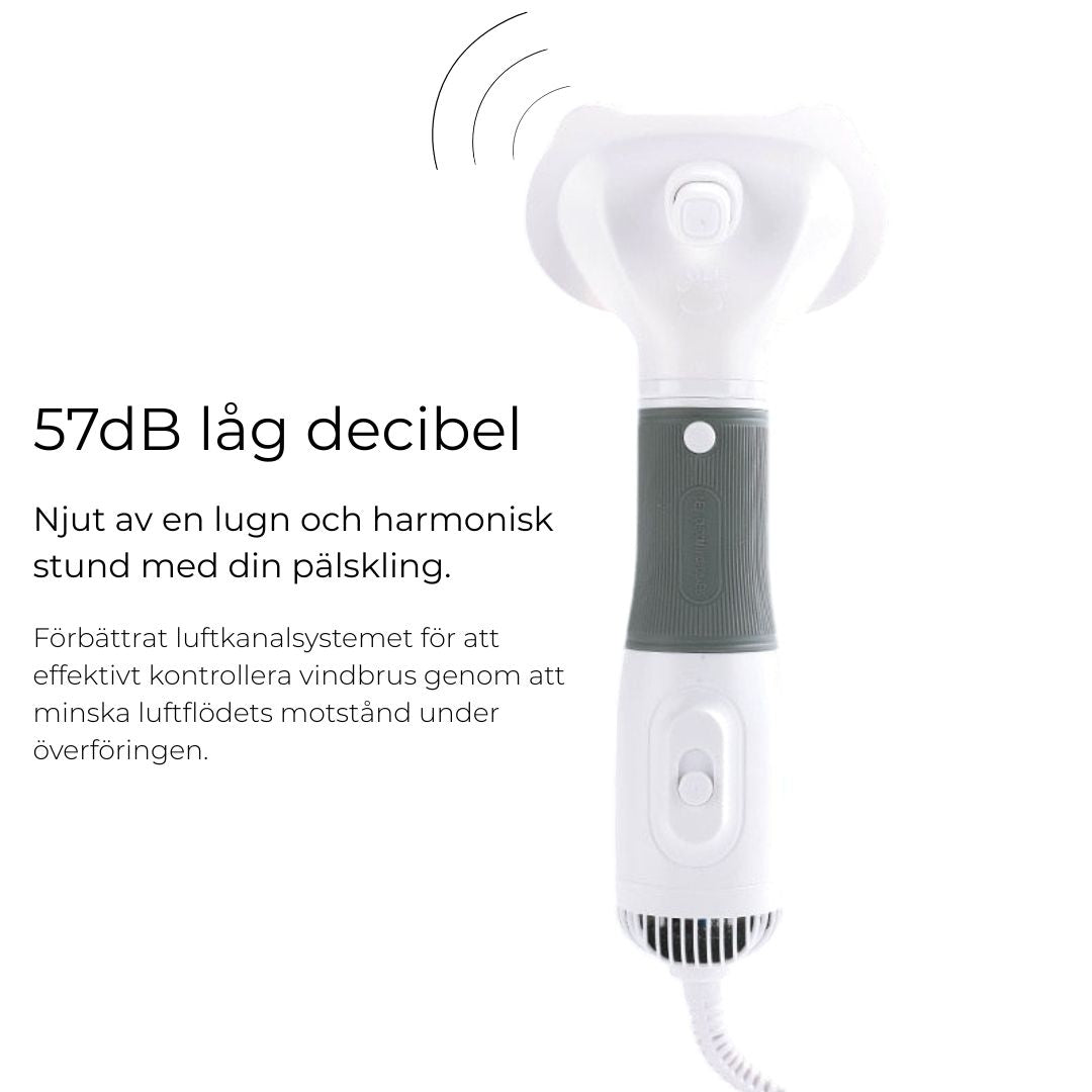 3-i-1 Pälsfön för Hund & Katt – Justerbar Värme, Borstar & Fönfunktion