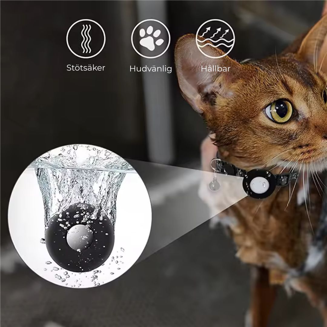 Airtag-katthalsband med reflekterande detaljer – rosa och svart