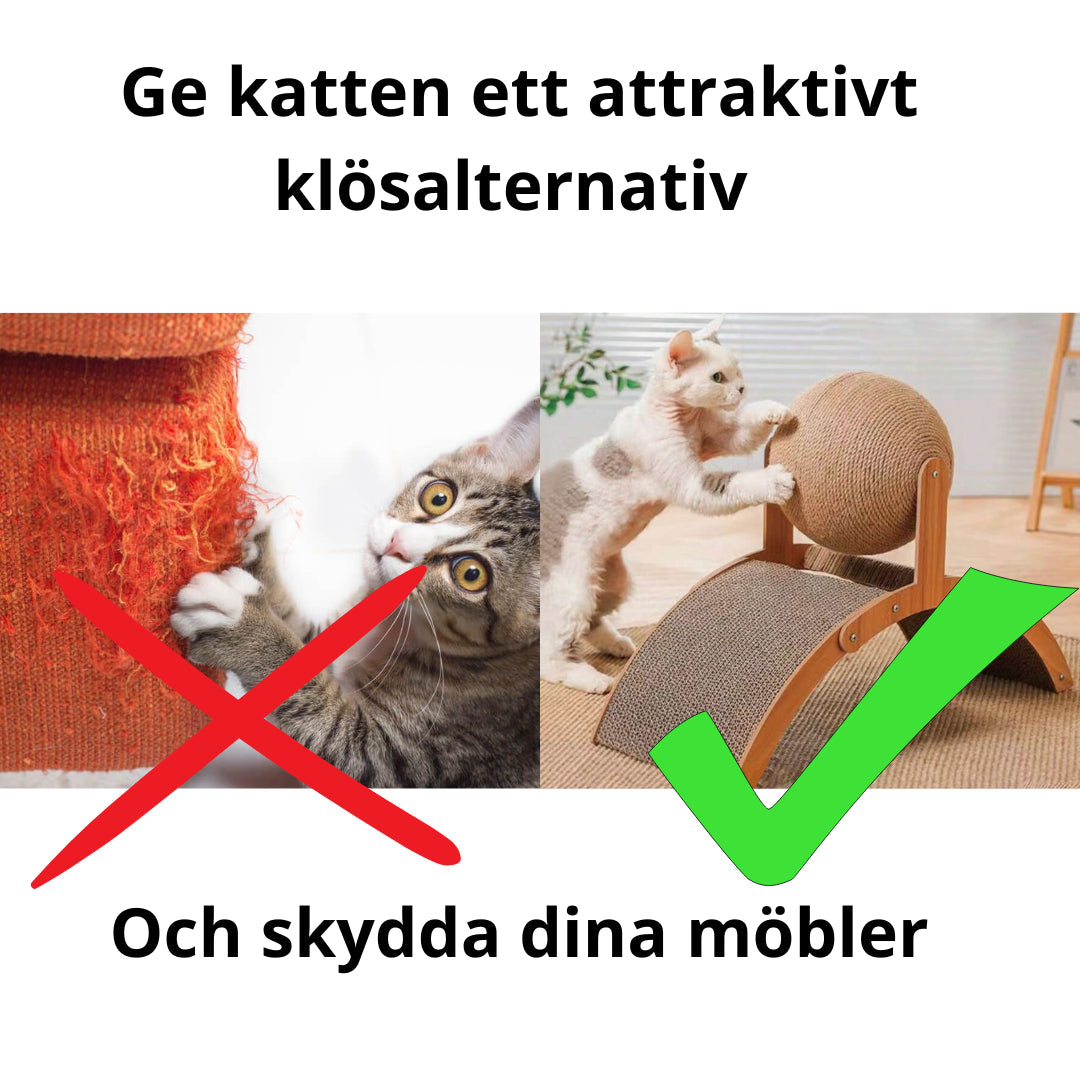 Klösbräda med klösboll – Stilfull lek och naturlig stimulans för din katt