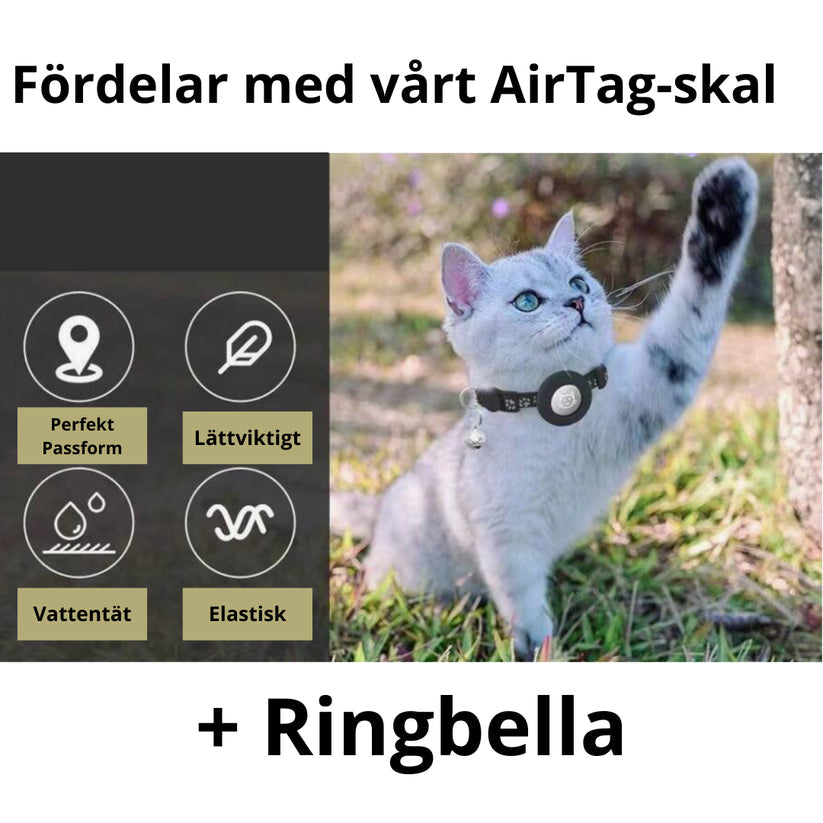 Airtag-katthalsband med reflekterande detaljer – rosa och svart