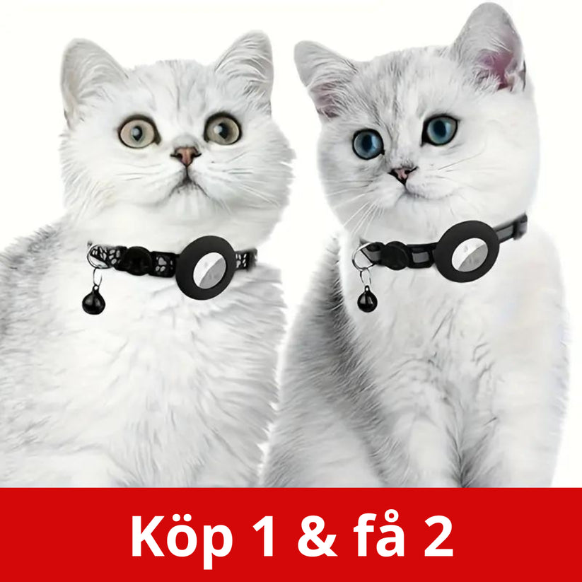 Airtag-katthalsband med reflekterande detaljer – rosa och svart