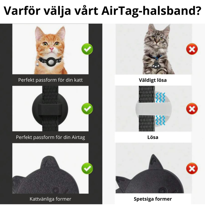 Airtag-katthalsband med reflekterande detaljer – rosa och svart