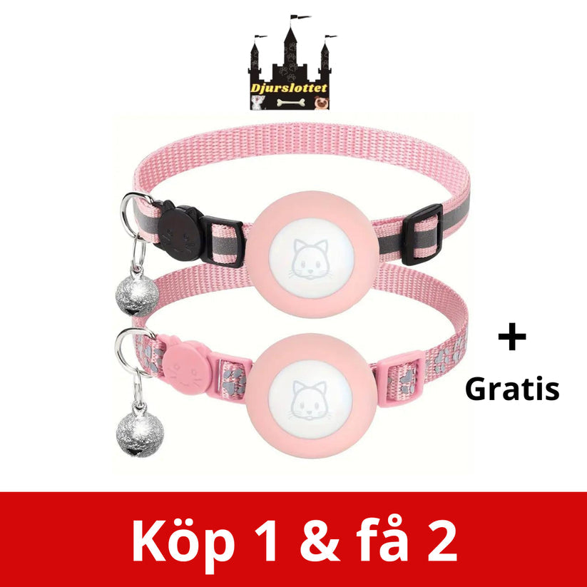 Airtag-katthalsband med reflekterande detaljer – rosa och svart