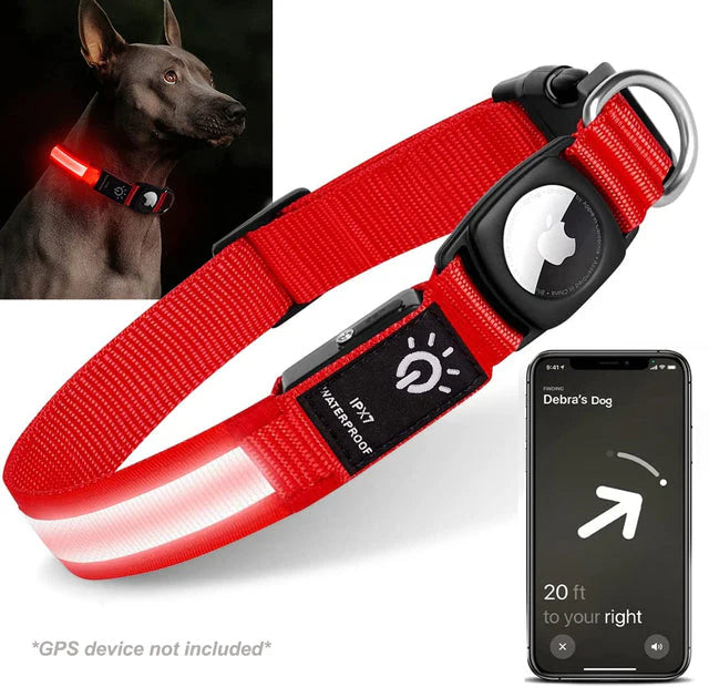 Lysande AirTag-halsband för Hund – Säkerhet och Synlighet i Mörker