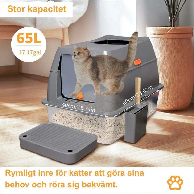 Kattlåda med Topp- & Frontingång – Hygienisk & Lätt att Rengöra