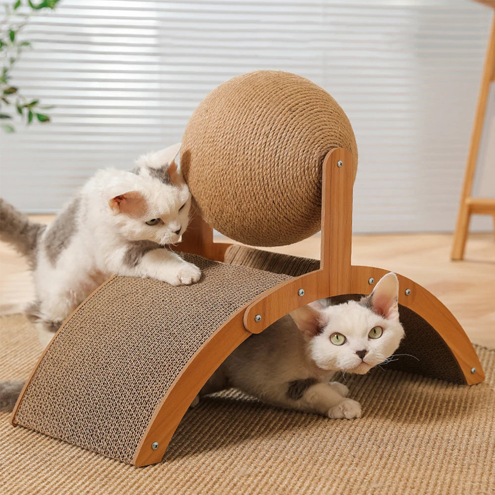 Klösbräda med klösboll – Stilfull lek och naturlig stimulans för din katt