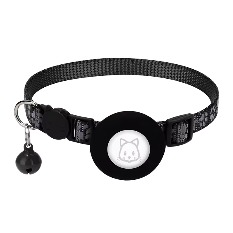 Airtag-katthalsband med reflekterande detaljer – rosa och svart