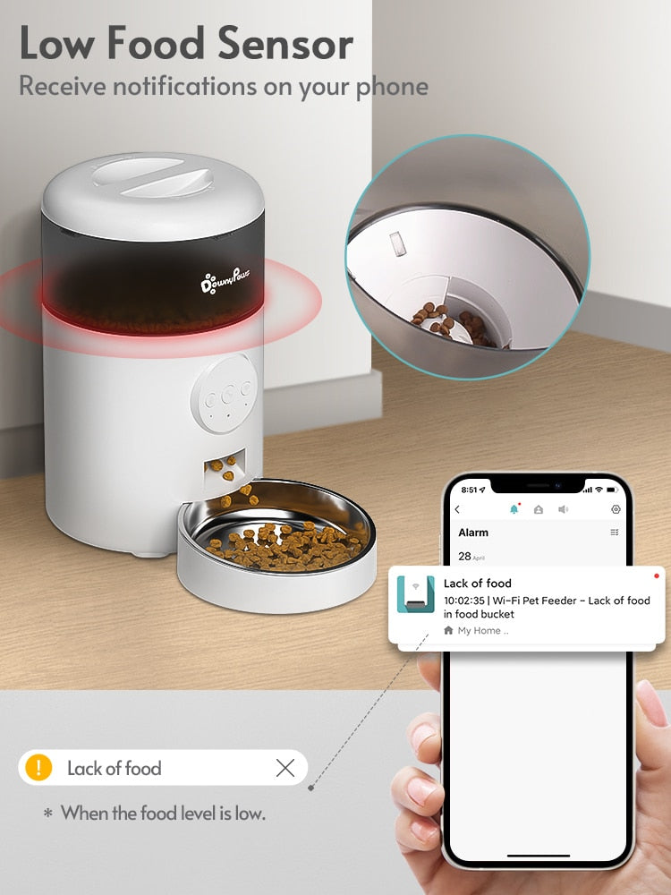 Wifi Foderautomat med Appstyrning – Portionerad Matning för Hund & Katt