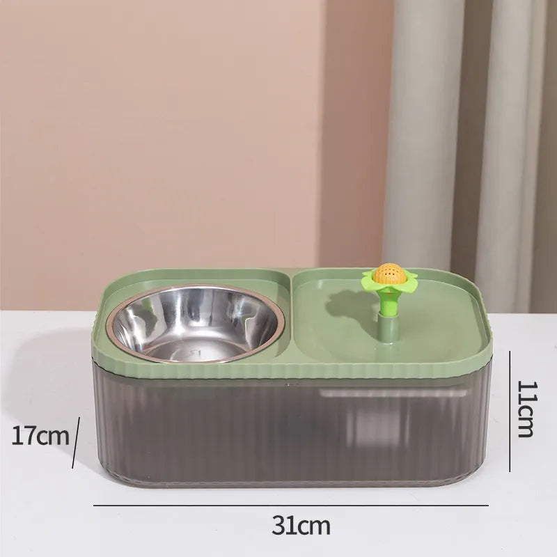 Vattenfontän med Matskål – 3 L Tyst & Smart Hund- & Kattskål