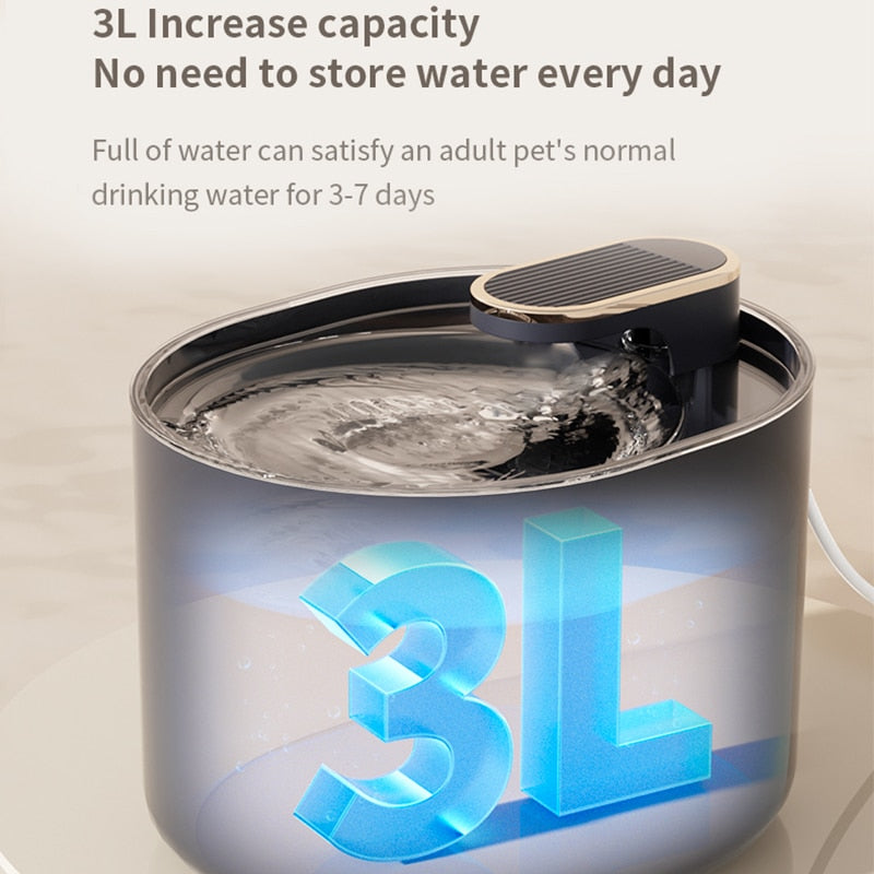 Hundfontän 3L – Tyst & Stilren Vattenautomat Med LED & USB-anslutning