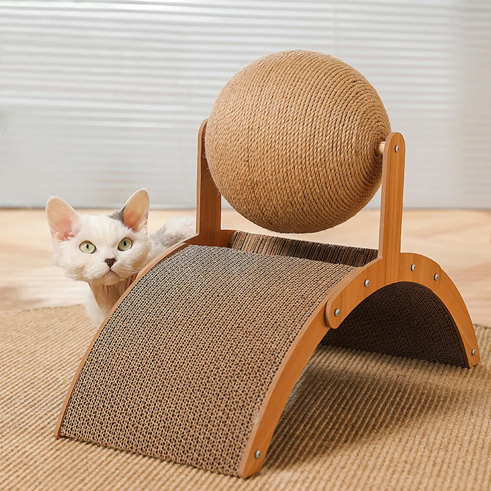 Klösbräda med klösboll – Stilfull lek och naturlig stimulans för din katt