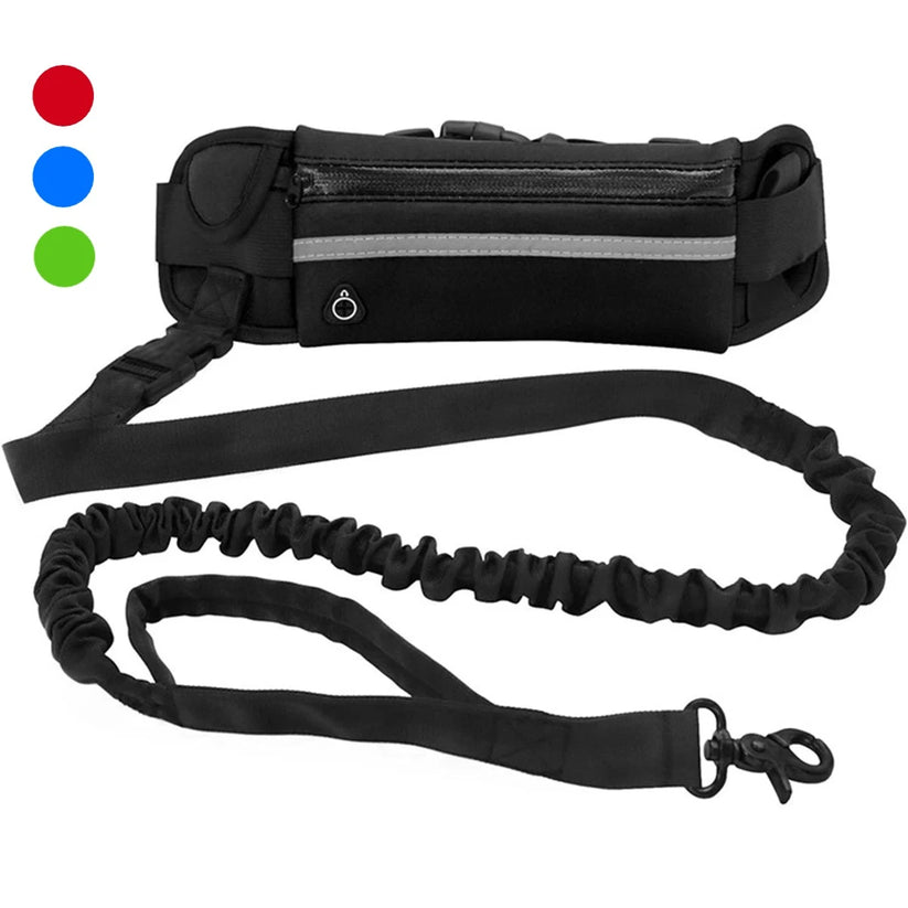 Flexibelt hundkoppel med midjeväska – justerbar och reflexdetaljer
