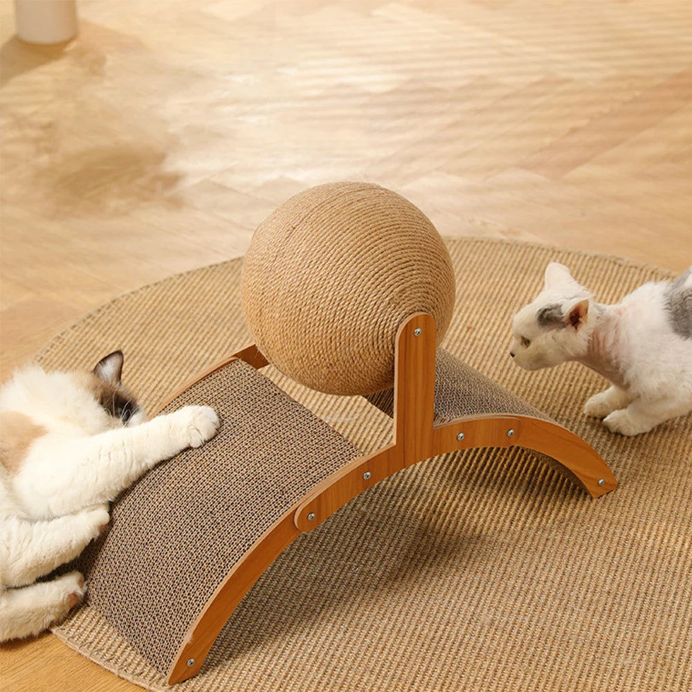 Klösbräda med klösboll – Stilfull lek och naturlig stimulans för din katt