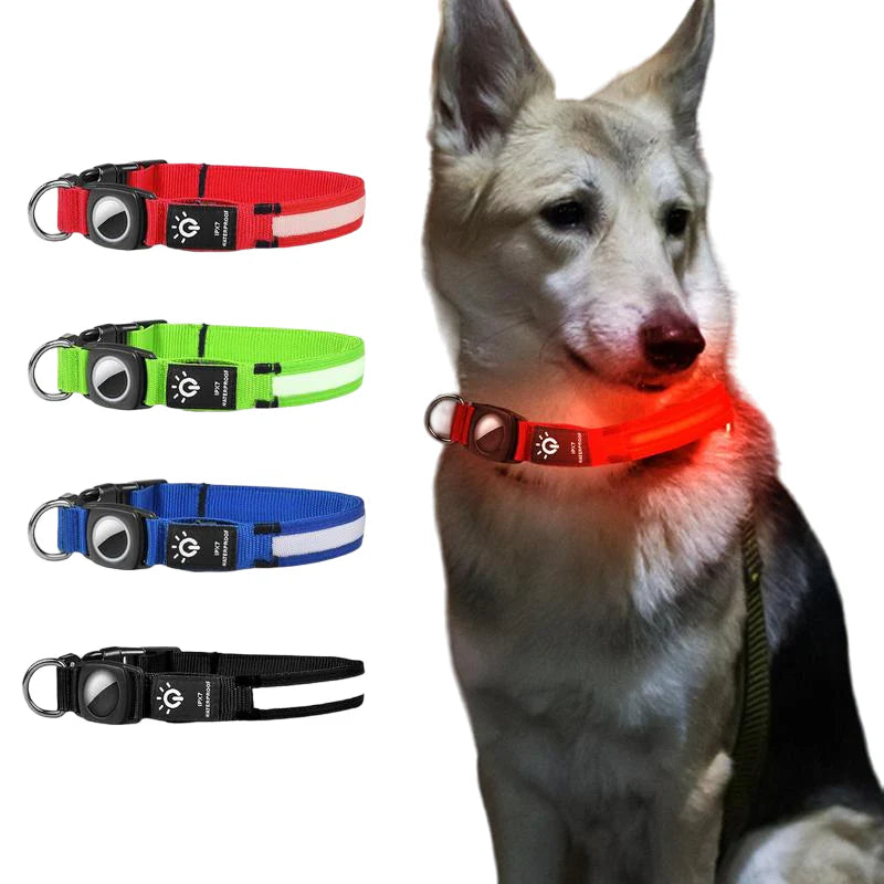 Lysande AirTag-halsband för Hund – Säkerhet och Synlighet i Mörker