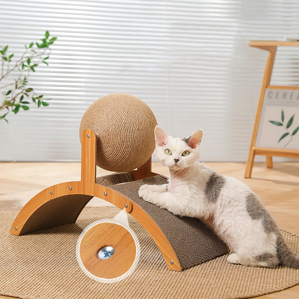 Klösbräda med klösboll – Stilfull lek och naturlig stimulans för din katt