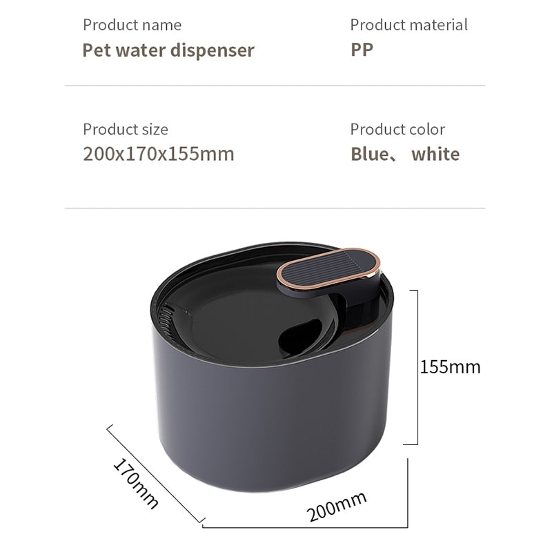 Hundfontän 3L – Tyst & Stilren Vattenautomat Med LED & USB-anslutning