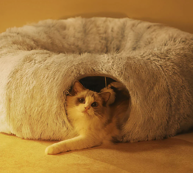 Donut Kattunnelsäng – Mjuk & Lekfull Sovplats för Katt och Smådjur