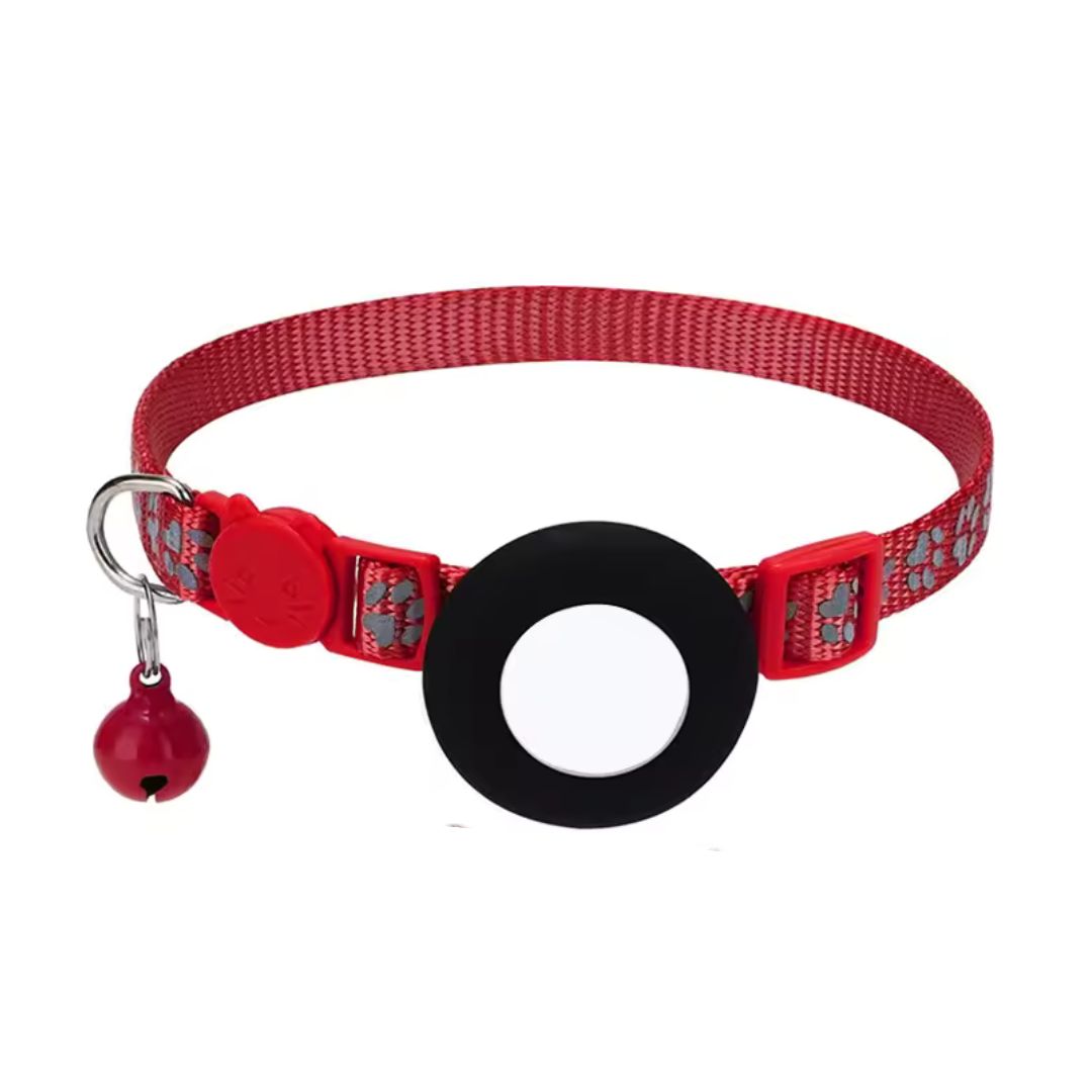 Airtag-katthalsband med reflekterande detaljer – rosa och svart