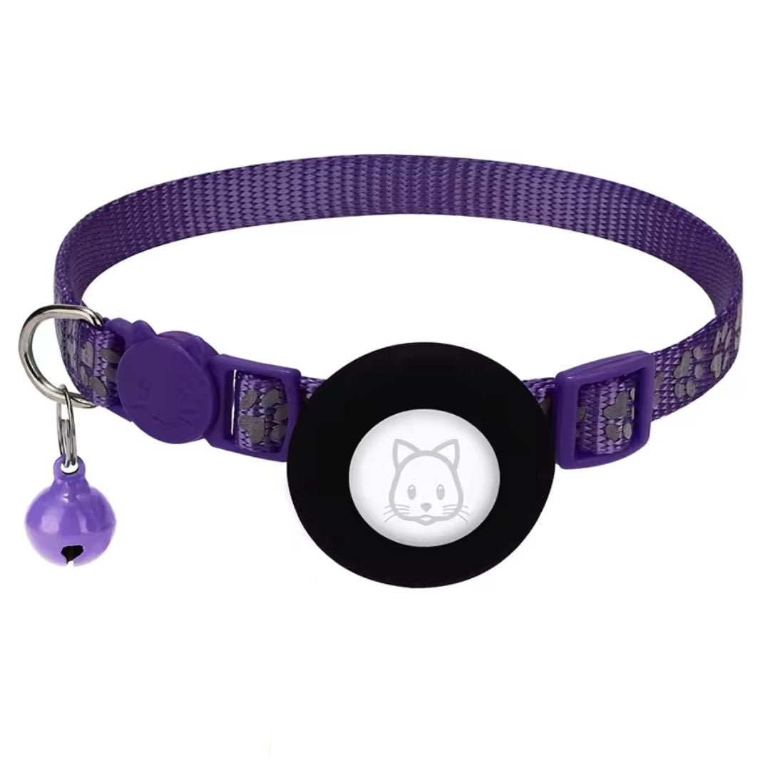 Airtag-katthalsband med reflekterande detaljer – rosa och svart