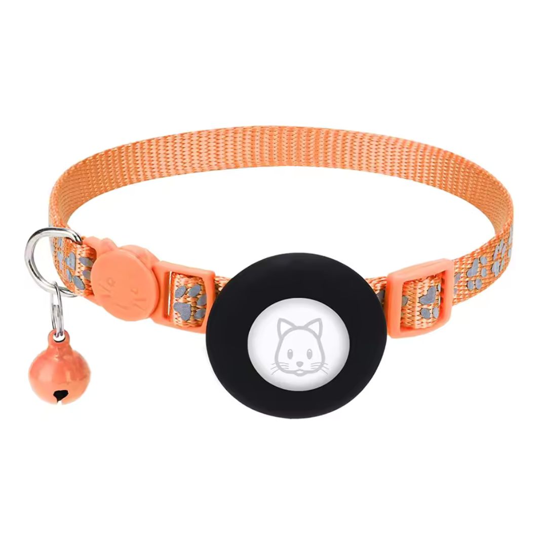 Airtag-katthalsband med reflekterande detaljer – rosa och svart