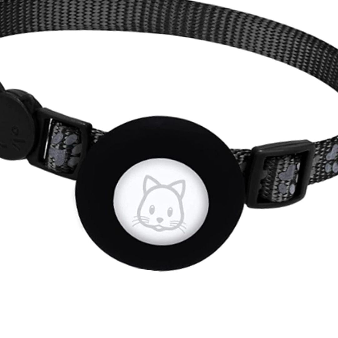 Airtag-katthalsband med reflekterande detaljer – rosa och svart