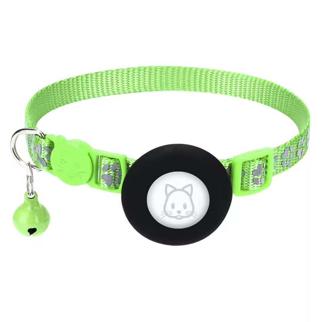 Airtag-katthalsband med reflekterande detaljer – rosa och svart