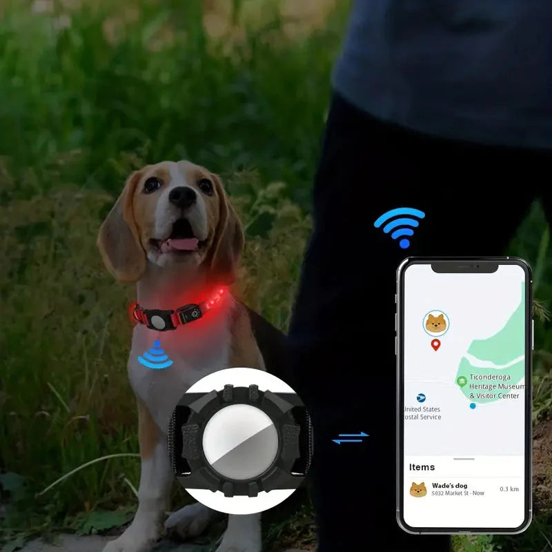 Lysande AirTag-halsband för Hund – Säkerhet och Synlighet i Mörker
