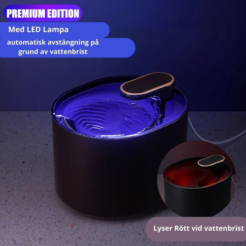 Hundfontän 3L – Tyst & Stilren Vattenautomat Med LED & USB-anslutning