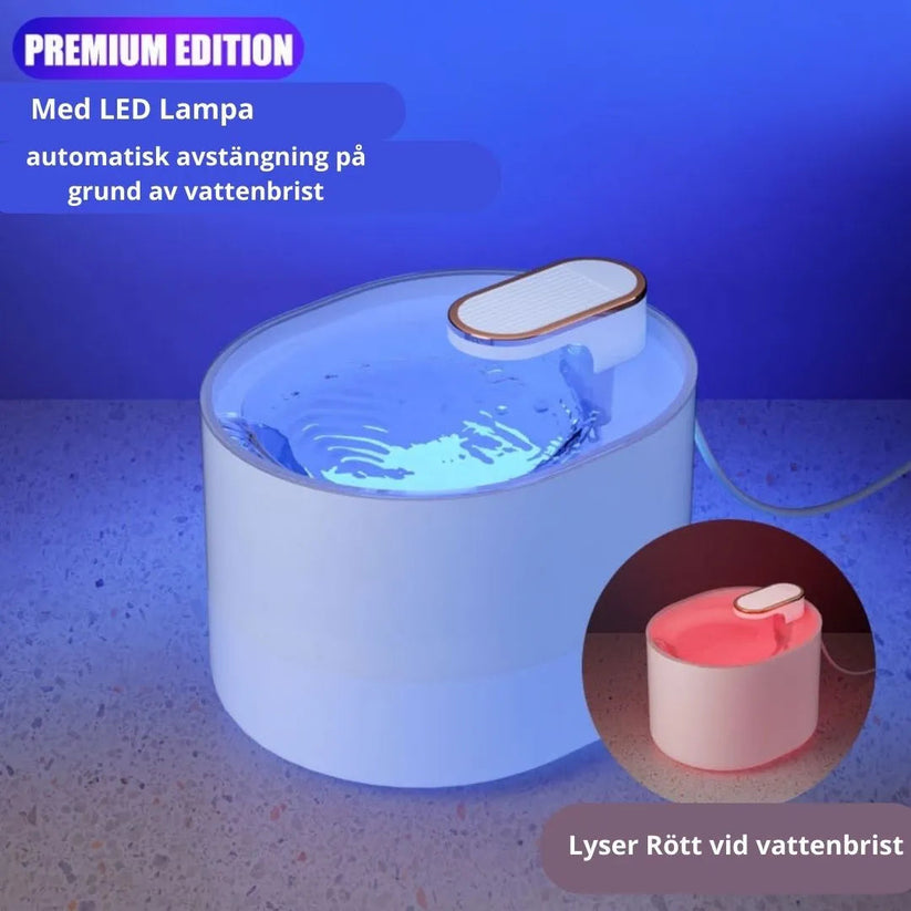 Hundfontän 3L – Tyst & Stilren Vattenautomat Med LED & USB-anslutning
