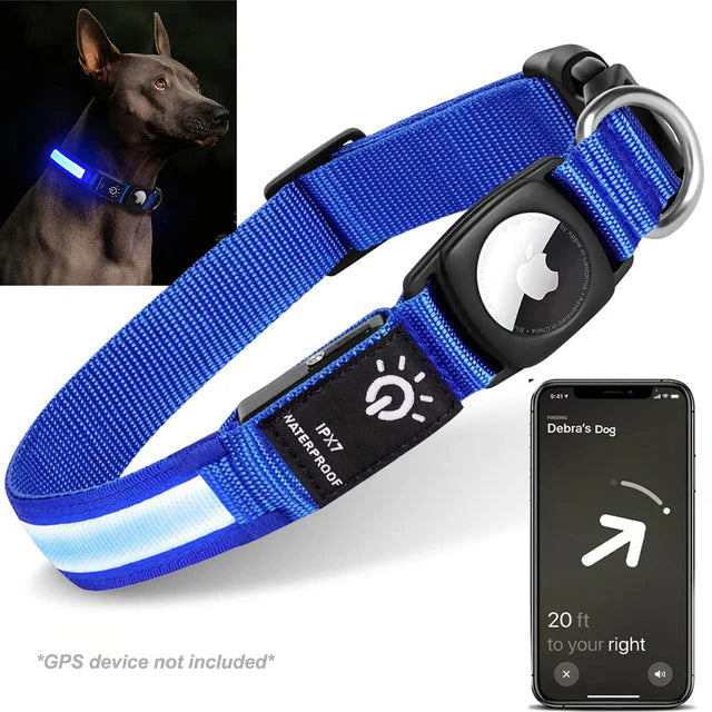 Lysande AirTag-halsband för Hund – Säkerhet och Synlighet i Mörker