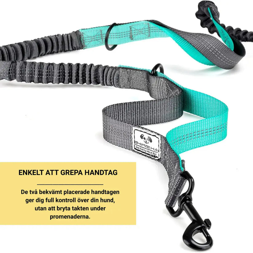 Löparkoppel med Midjebälte & Reflex – Dämpande & Praktiskt för Hund