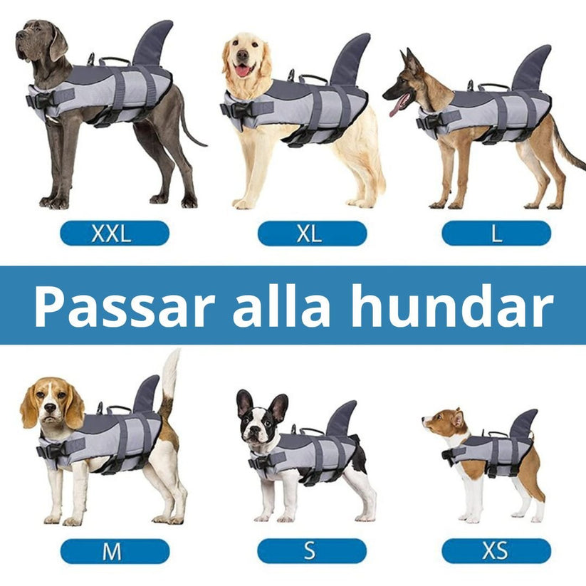Hajformad hundflytväst med räddningshandtag – slitstark och bekväm