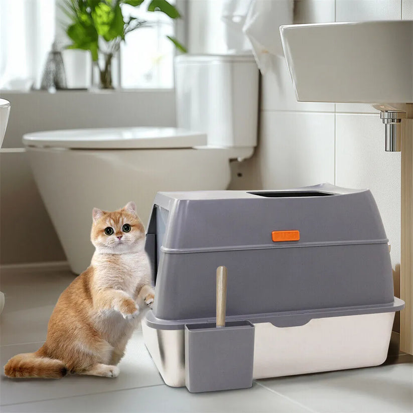 Kattlåda med Topp- & Frontingång – Hygienisk & Lätt att Rengöra