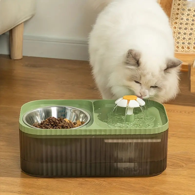 Vattenfontän med Matskål – 3 L Tyst & Smart Hund- & Kattskål