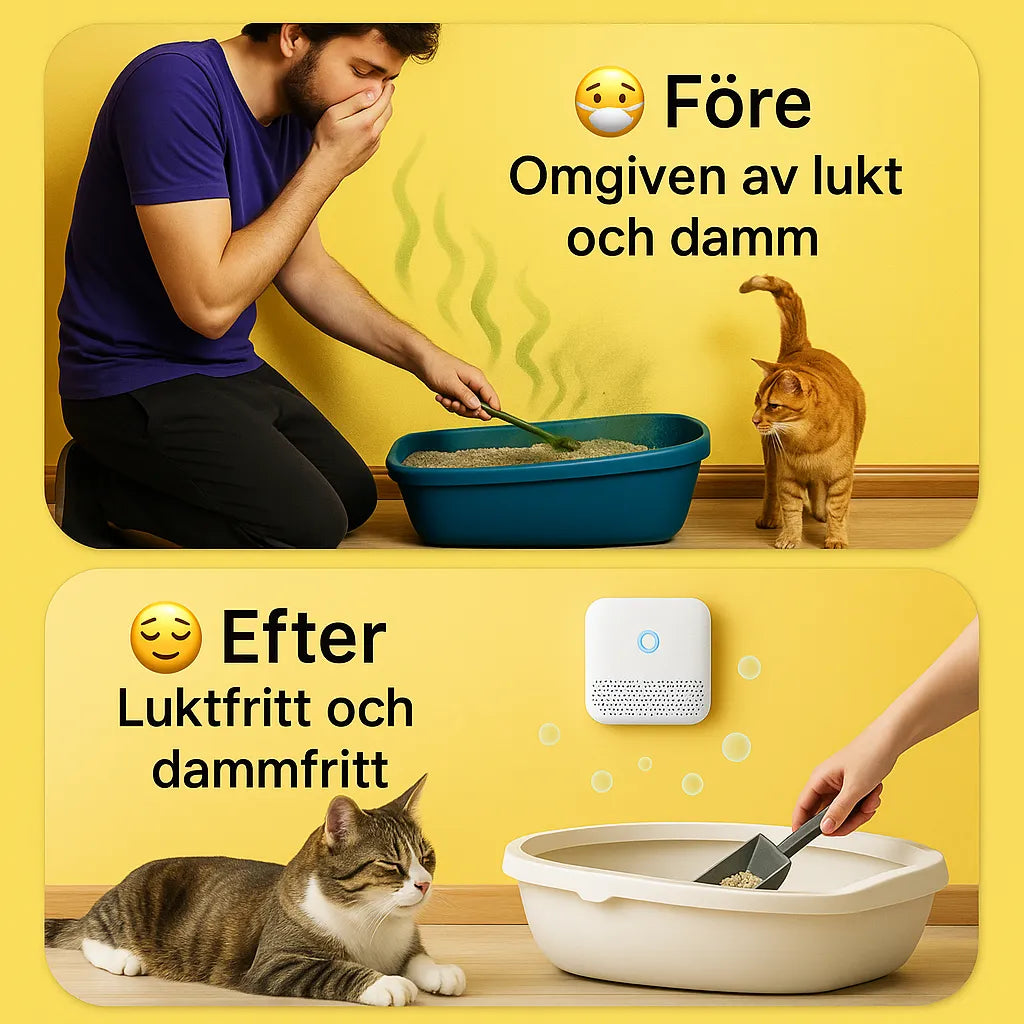 Luftrenare för Kattlåda – Batteridriven & Uppladdningsbar med Kolfilter