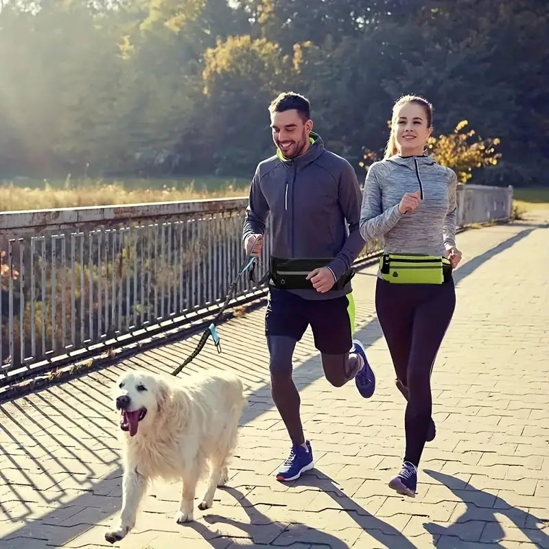 Flexibelt hundkoppel med midjeväska – justerbar och reflexdetaljer