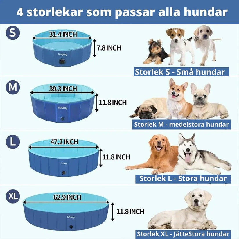 Hundpool Hopfällbar & Robust – Svalka och Lek för Alla Hundstorlekar