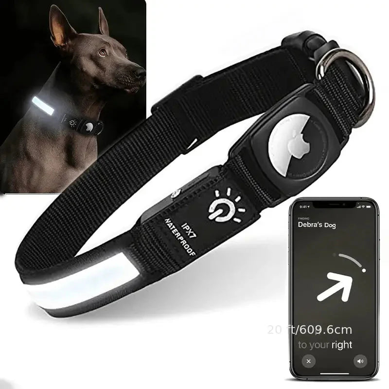 Lysande AirTag-halsband för Hund – Säkerhet och Synlighet i Mörker