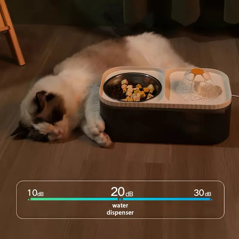 Vattenfontän med Matskål – 3 L Tyst & Smart Hund- & Kattskål
